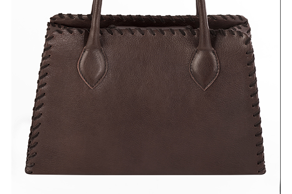 Dress handbag in dark brown leather - Profile view